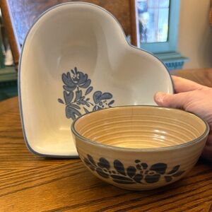 Pfaltzgraff bowls, one heart shaped, one round